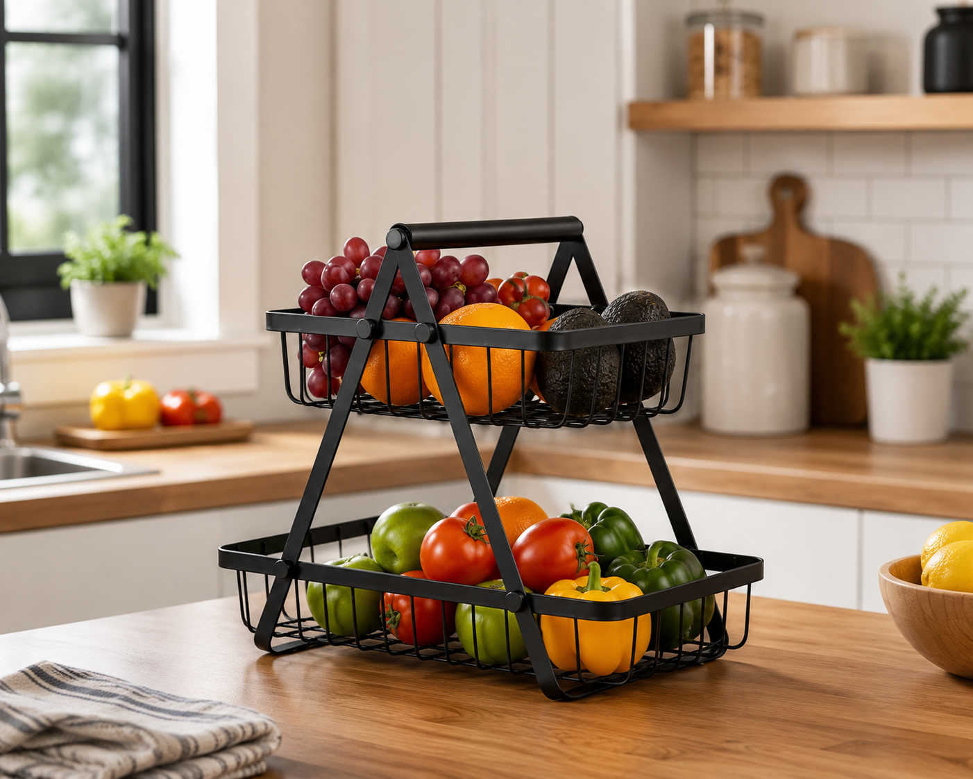 Vellivo 2-Tier Fruit Basket with Handle