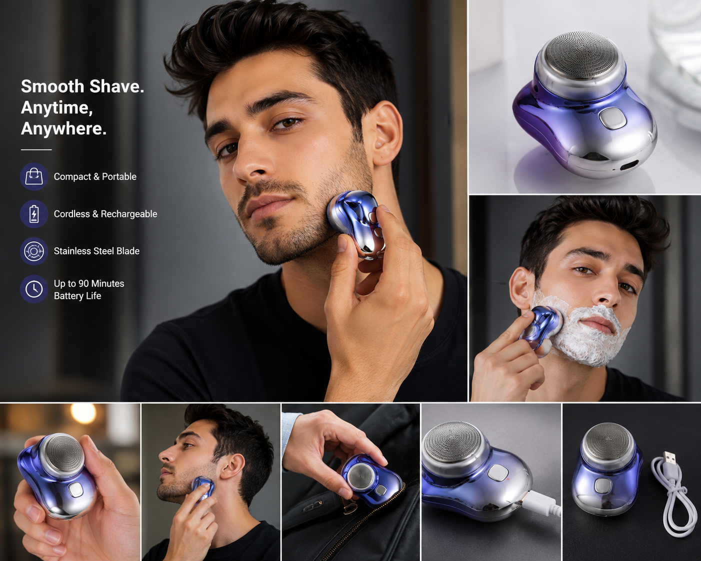 Vellivo MiniShave – Rechargeable Electric Mini Razor for Men