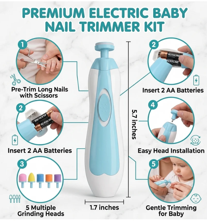 Vellivo TinyCare – Electric Baby Nail Trimmer with LED Light