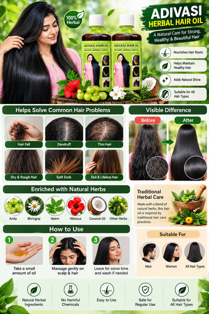 Adivasi Herbal Hair Oil - Buy 1 Get 1 Free (2Pack)