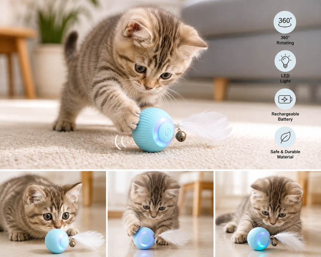 Vellivo PurrSpin  Interactive Cat Toy Ball