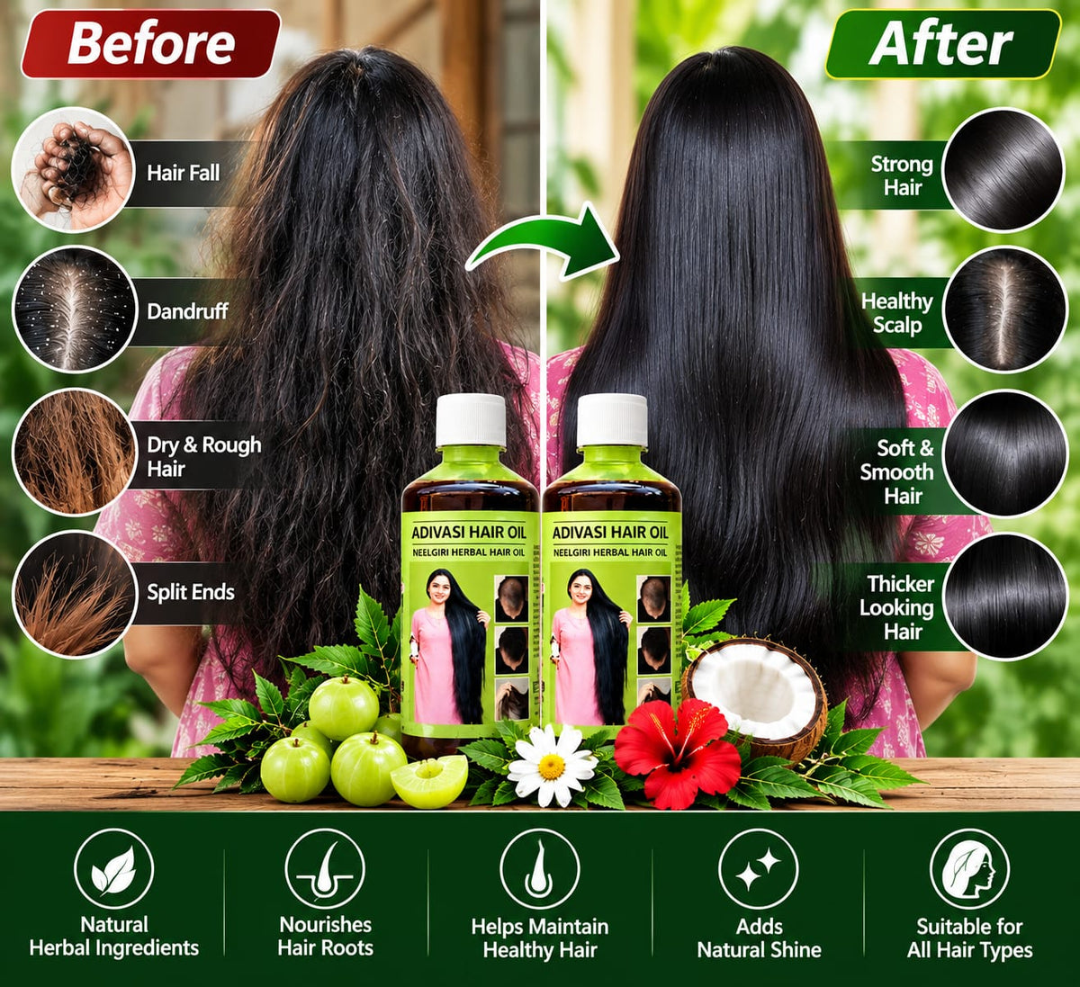 Adivasi Herbal Hair Oil - Buy 1 Get 1 Free (2Pack)