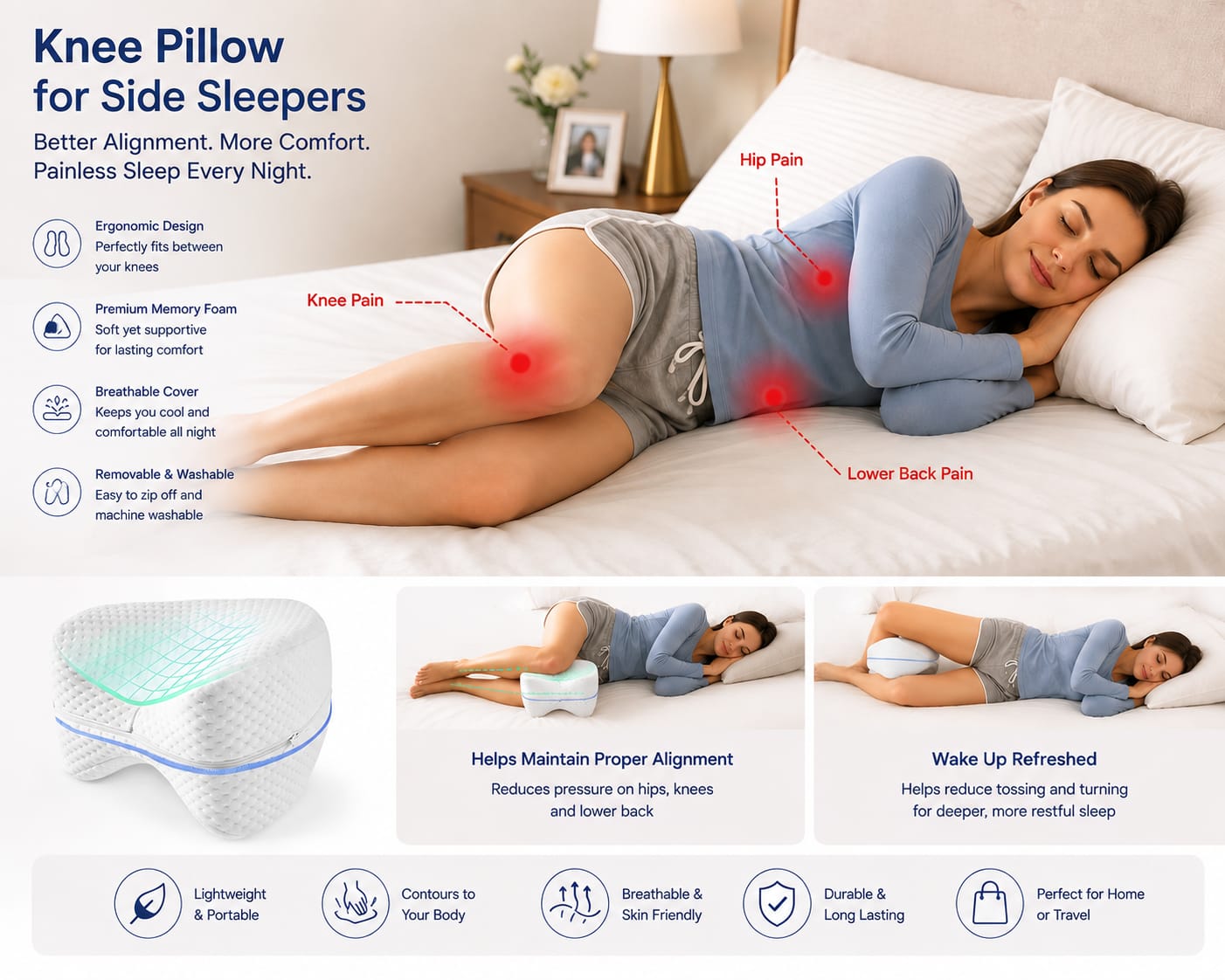 Vellivo - Ergonomic Knee Pillow