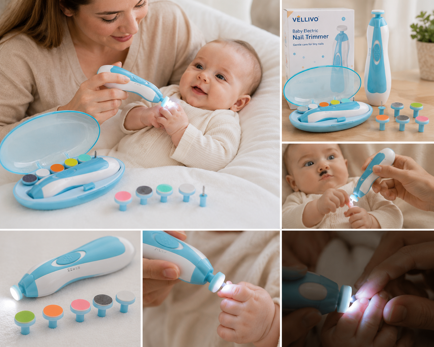 Vellivo TinyCare – Electric Baby Nail Trimmer with LED Light